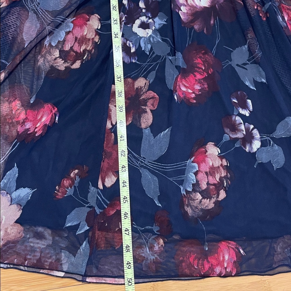 Alexa B Nites Maxi Dress Size 6 V Neck Floral Sleeveless Mesh Embellished Blue - Picture 14 of 15